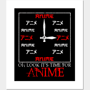 Funny Oh Look It's Time For Anime Kawaii Clock Posters and Art